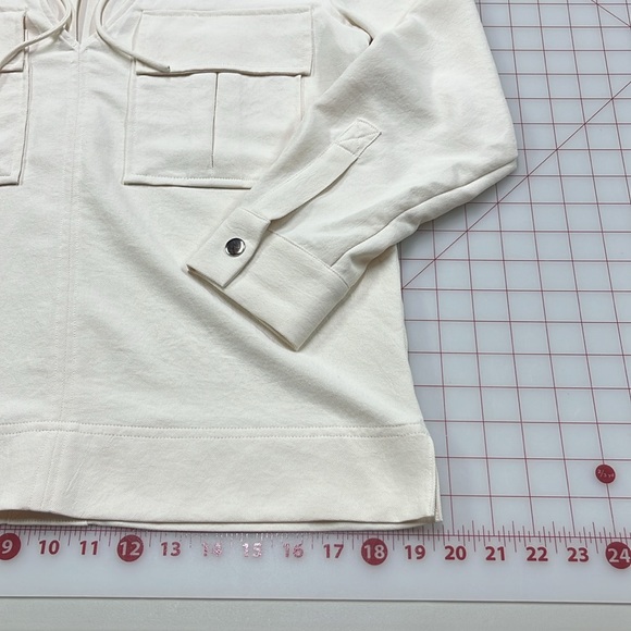 REISS Fleur Twin Pocket V-Neck Back Detail Lagenlook Minimalist Cream Blouse 0 - Picture 10 of 16